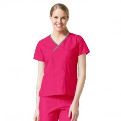 Womens Medical Maevn Contrast Y- Neck Mock Wrap Top Style - 1026 Sizes XXL - 5XL