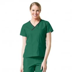 Womens Medical Maevn Contrast Y- Neck Mock Wrap Top Style - 1026 Sizes XXL - 5XL