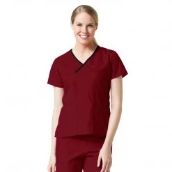 Womens Medical Maevn Contrast Y- Neck Mock Wrap Top Style - 1026 Sizes XXL - 5XL
