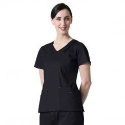 Maevn Blossom Triple Pin Tuck Mock Wrap Top Style - 1302 Sizes XS - 2XL Womens Medical