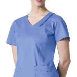 Maevn Blossom Triple Pin Tuck Mock Wrap Top Style - 1302 Sizes XS - 2XL Womens Medical