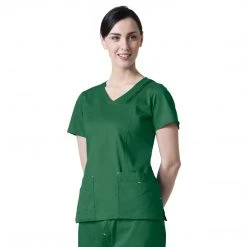 Maevn Blossom Triple Pin Tuck Mock Wrap Top Style - 1302 Sizes XS - 2XL Womens Medical