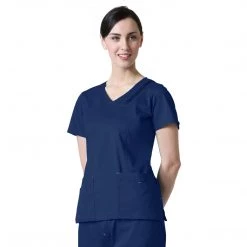 Maevn Blossom Triple Pin Tuck Mock Wrap Top Style - 1302 Sizes XS - 2XL Womens Medical