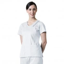 Maevn Blossom Triple Pin Tuck Mock Wrap Top Style - 1302 Sizes XS - 2XL Womens Medical