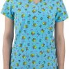 Womens Medical Maevn 1767 BEM Bee Mine Bees Printed Curved V-Neck Top <br> Sizes M & L 2 Womens Medical Maevn 1767 BEM Bee Mine Bees Printed Curved V-Neck Top Sizes M & L