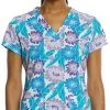 Maevn Women’s Curved V-Neck Print Scrub Top 1767 SPB Sizes XS To 3XL