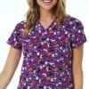Womens Medical Maevn Women's V-Neck Print Scrub Top 1767 COP Sizes S To XL