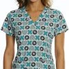 Maevn Women's Curved V-Neck Print Scrub Top 1767 TTD <br> Sizes XS To 3XL Womens Medical 1 Maevn Women's Curved V-Neck Print Scrub Top 1767 TTD Sizes XS To 3XL Womens Medical