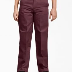 Dickies School Dickies Boys Burgundy Pants Flat Front School Uniform Sizes 4 To 20