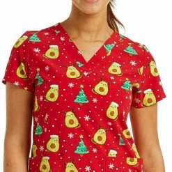 Womens Medical Maevn Women's Stretch V-Neck Print Scrub Top 1767-ACM Sizes M To XL
