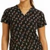 Maevn Women's Stretch V-Neck Print Scrub Top 1767-AWU Sizes S To XL Womens Medical