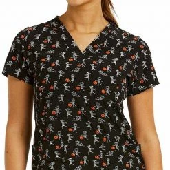 Maevn Women's Stretch V-Neck Print Scrub Top 1767-AWU Sizes S To XL Womens Medical