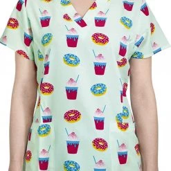 Maevn 1767 BFZ Brain Freeze Printed V-Neck Scrub Top Sizes XS To 2XL Womens Medical