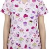 Womens Medical Maevn 1767 CHV Cupcake Heaven Printed V-Neck Scrub Top <br> Sizes S And M 1 Womens Medical Maevn 1767 CHV Cupcake Heaven Printed V-Neck Scrub Top Sizes S And M