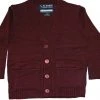 Classic Kids Anti-Pill Burgundy V-Neck CardiganSizes 4 - 20 Girls