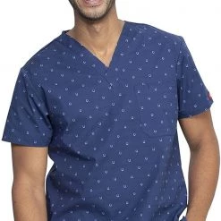 Dickies Medical Dickies Mens Print Scrub Top DK725 LKLU "Lucky U" Sizes XL To 5XL Printed Tops