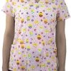Maevn 1767 EEH Ester Egg Hunt Printed V-Neck Scrub Top Sizes S To XL