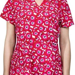 Womens Medical Maevn 1767 PPP Pretty Poppies Printed V-Neck Scrub Top Sizes S To L