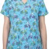 Womens Medical Maevn 1767 PSR Pawsome Ride Printed V-Neck Scrub Top <br> Sizes XS To XL 1 Womens Medical Maevn 1767 PSR Pawsome Ride Printed V-Neck Scrub Top Sizes XS To XL