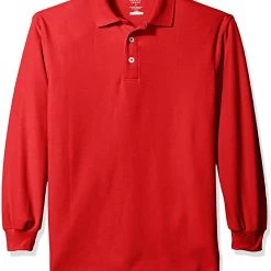 French Toast Mens Long Sleeve Pique Polo Shirt Sizes S - 3XL White, Light Blue, Red