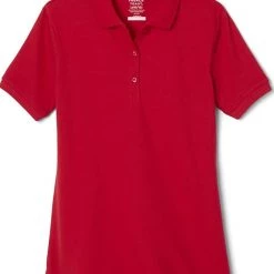 French Toast Juniors Red Short Sleeve Stretch Pique Polo Shirt SA9403JL Sizes S To XL Women/Junior