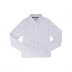 Women/Junior French Toast Juniors White Long Sleeve Pointed Collar Blouse SE9325JL Sizes 42-46