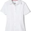 French Toast Girls White Short Sleeve Stretch Blouse SE9393 Sizes 4 - 6X
