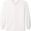 French Toast Mens Long Sleeve Pique Polo Shirt Sizes S - 3XL White, Light Blue, Red