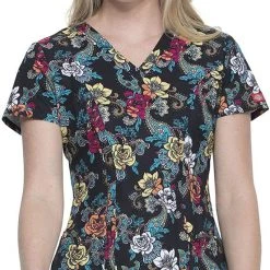 Dickies Medical Dickies Women’s V-Neck Print Scrub Top DK656 WIRE Size XS To L