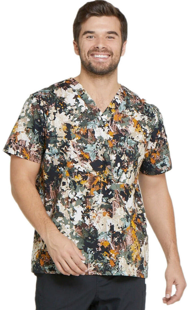 Dickies Medical Dickies Men's V-Neck Print Scrub Top DK725 GROT <br> Sizes M To 3XL 3 Dickies Medical Dickies Men's V-Neck Print Scrub Top DK725 GROT Sizes M To 3XL