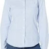 Lee Juniors Light Blue Stretch Long Sleeve Oxford Blouse E9355JL Sizes S - XL Women/Junior