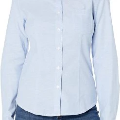 Lee Juniors Light Blue Stretch Long Sleeve Oxford Blouse E9355JL Sizes S - XL Women/Junior