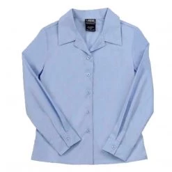 French Toast Juniors Lt Blue Long Sleeve Pointed Collar Blouse SE9325JL Sizes S-L Women/Junior