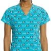 Maevn Women's Curved V-Neck Print Scrub Top 1767 SBR Sizes XS - 3XL Womens Medical